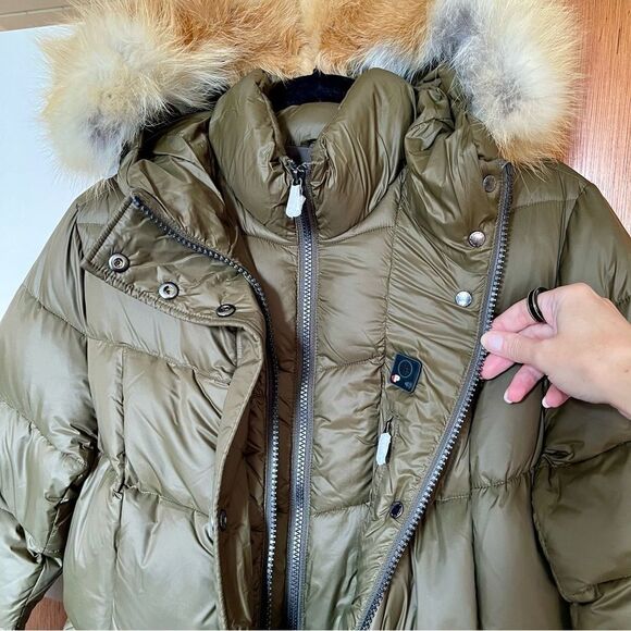 PAJAR CANADA Goose Down Puffer Coat with Fox Fur Hood Military Green Medium NWT - Picture 9 of 16